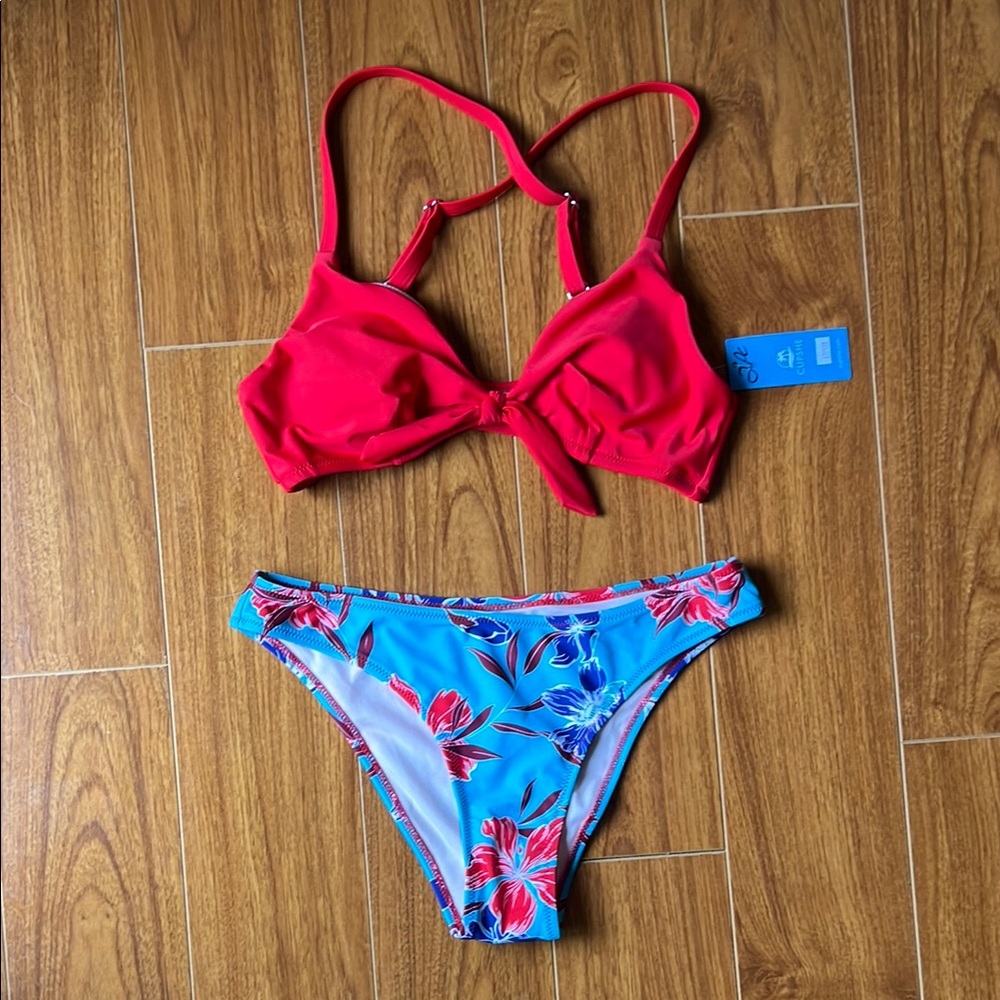 Swimwear Set - Red and Blue Floral